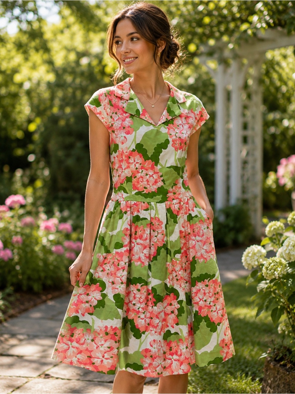 Elizabeth Mckay geraniums Floral Dress New 4
